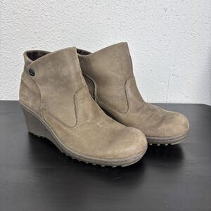 Keen Womens Akita Ankle Boots Wedge Heel Brown Leather Size 8 US 38.5 EU